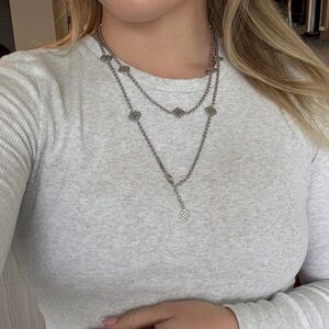 Kendra Scott Silver-Tone Multi-Layer Medallion Necklace